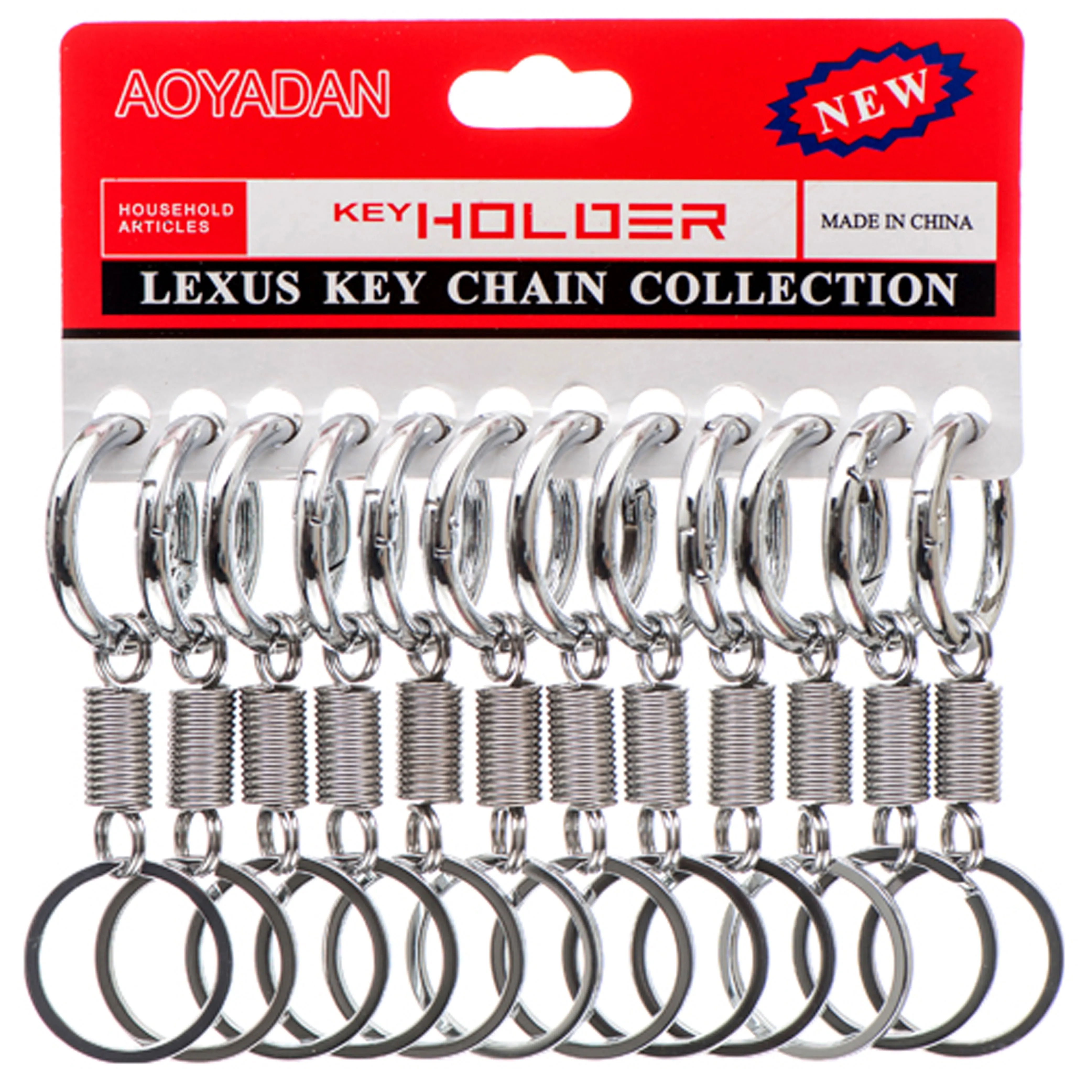 12 Pc Keychains Metal Spring Coil Key Ring Hook Carabiner Clips Belt Keyrings