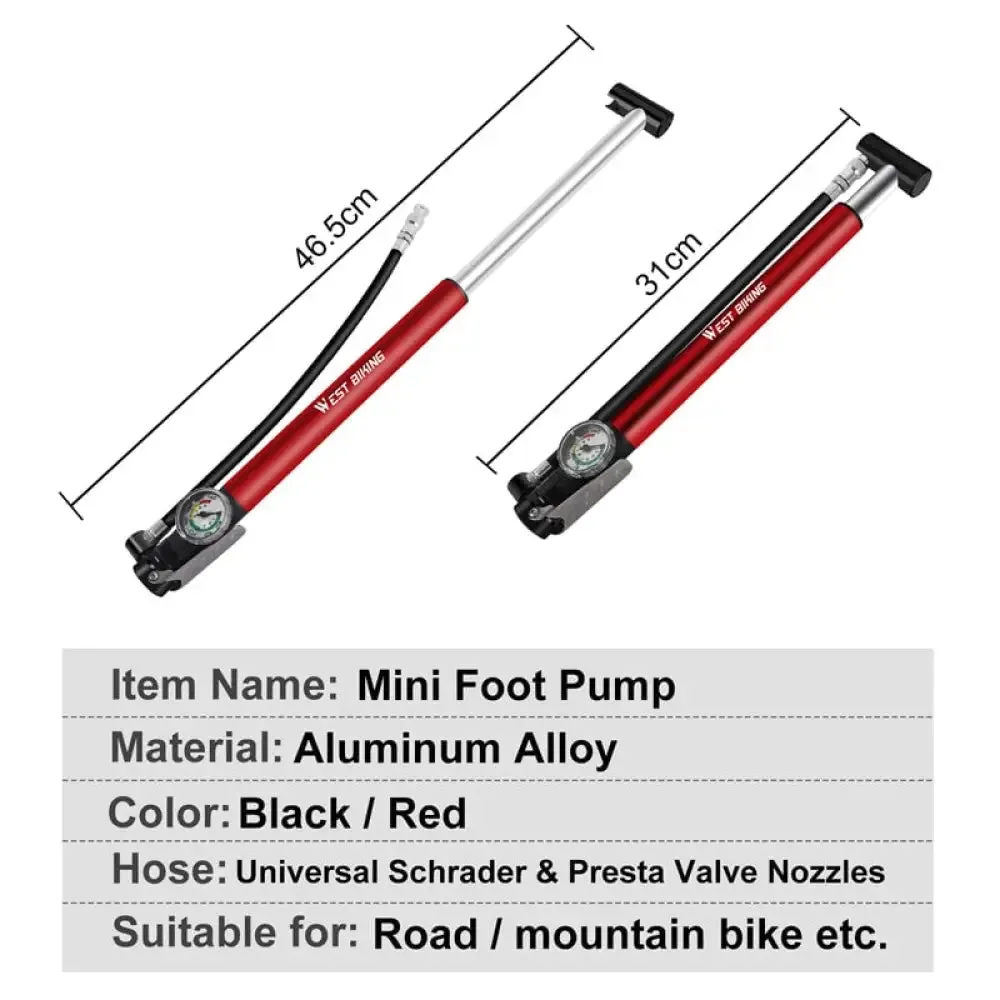 130psi Bike Pump with Pressure Guage