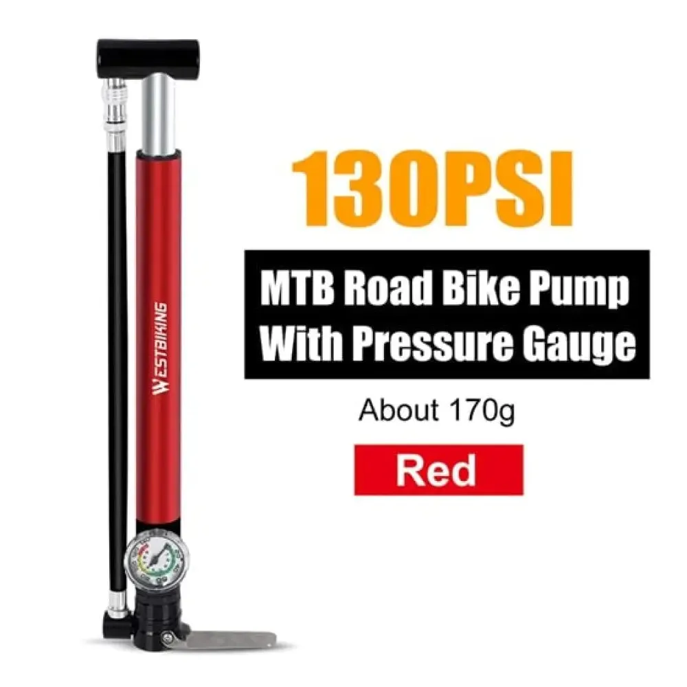 130psi Bike Pump with Pressure Guage