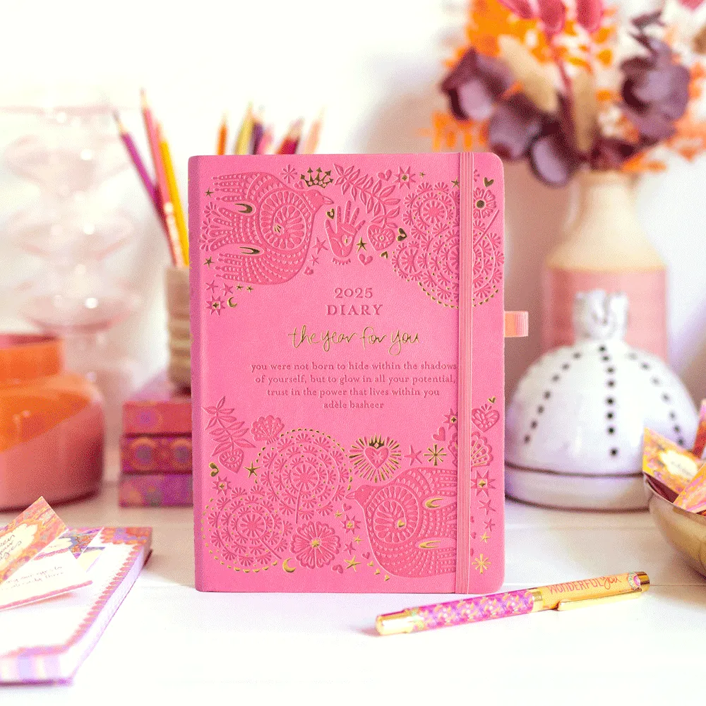 2025 Diary Planner | The Year to Rise Strong - Radiant Ruby Red