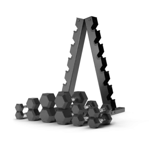 210-Pound Hex Dumbbell Set with A-Frame Rack