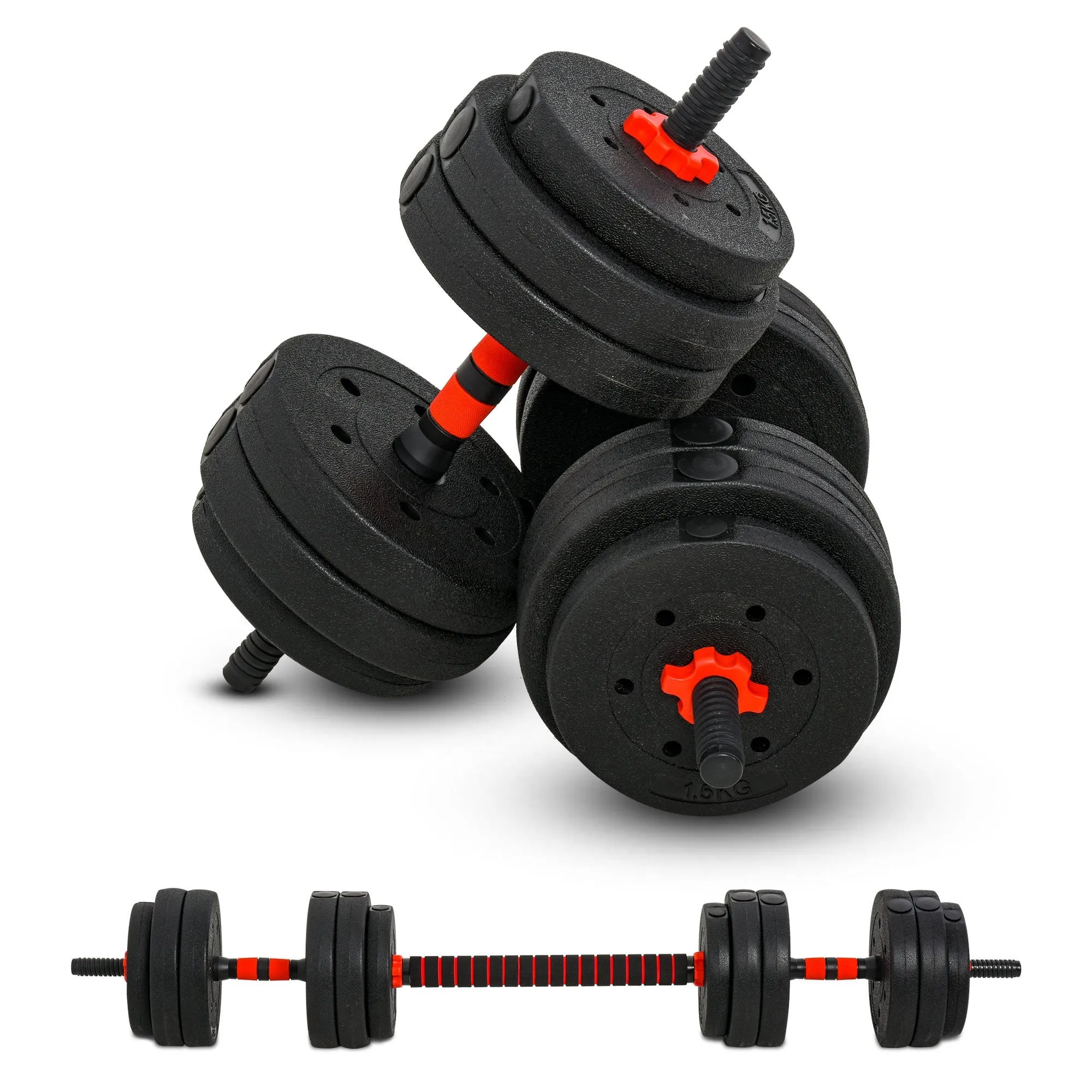 25kg 2 IN 1 Adjustable Dumbbells Weight Set, Dumbbell Hand Weight Barbell for Body Fitness, Lifting Training for Home, Office, Gym, Black Set Fitness