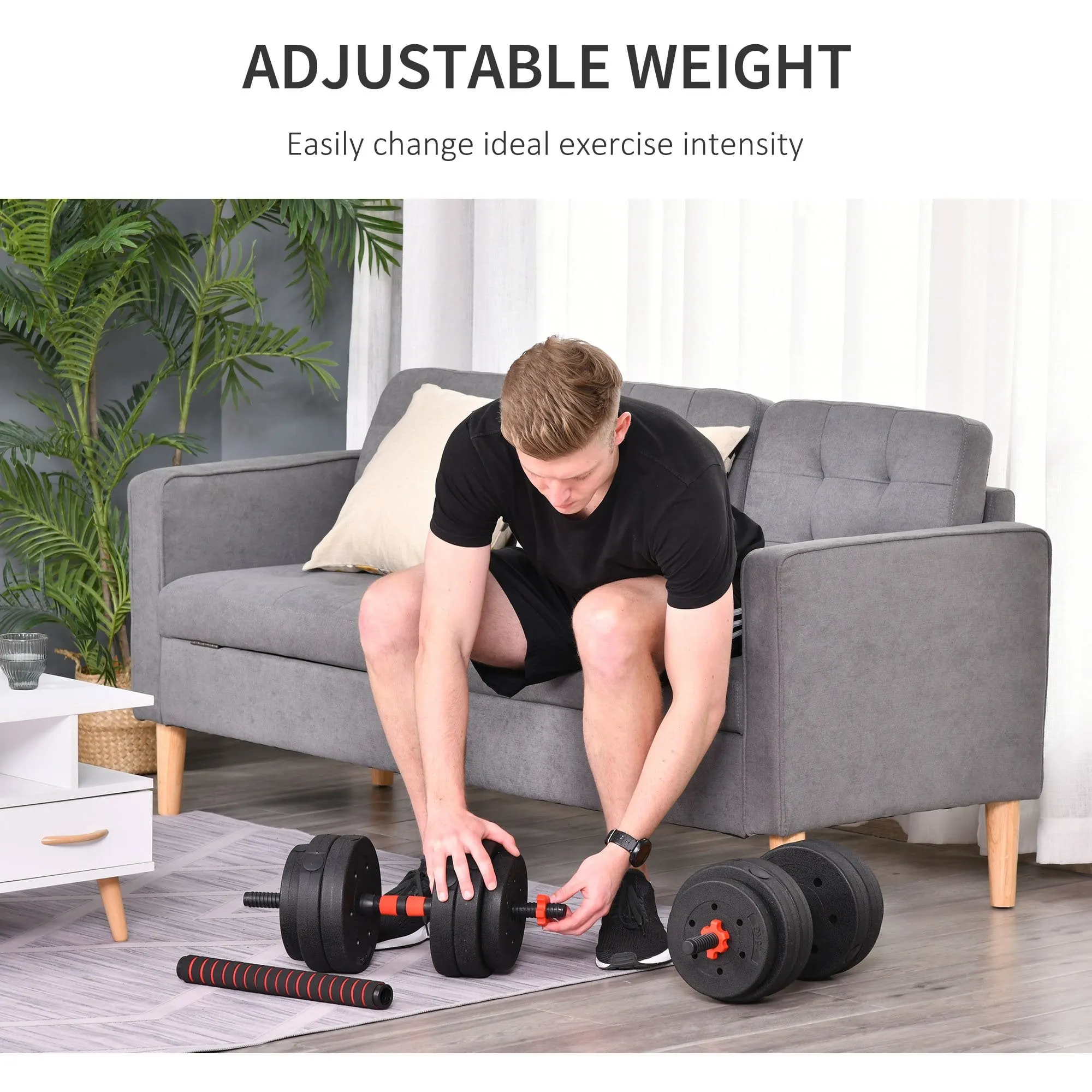 25kg 2 IN 1 Adjustable Dumbbells Weight Set, Dumbbell Hand Weight Barbell for Body Fitness, Lifting Training for Home, Office, Gym, Black Set Fitness