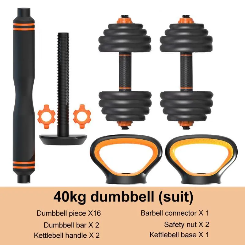 4 in 1 Adjustable 40Kg Dumbbell, Barbell, Kettlebell, Push-Up Stands Fitness Gym Home Work Out Set