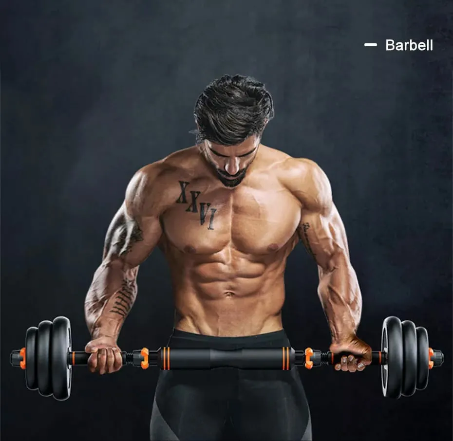 4 in 1 Adjustable 40Kg Dumbbell, Barbell, Kettlebell, Push-Up Stands Fitness Gym Home Work Out Set