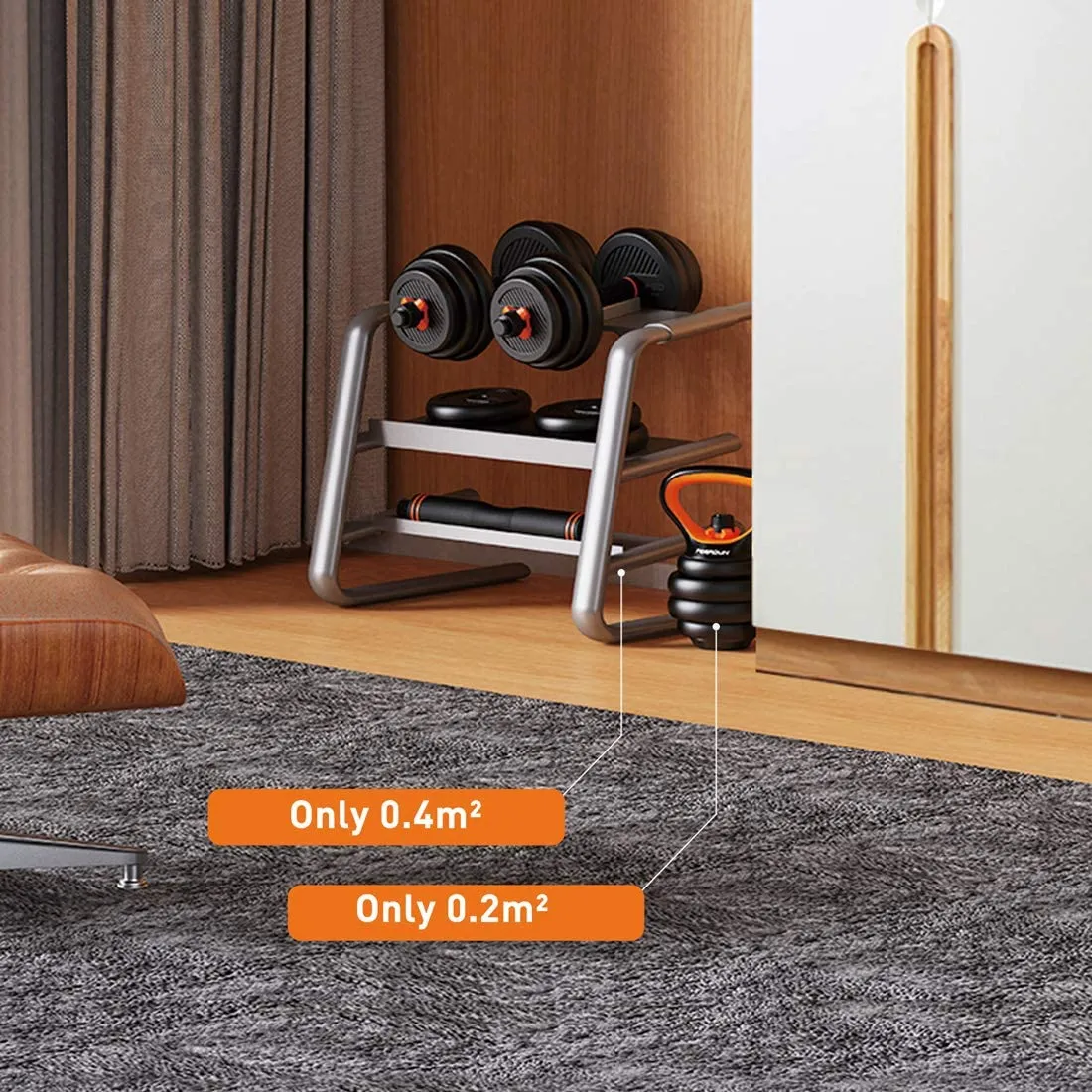 4 in 1 Adjustable 40Kg Dumbbell, Barbell, Kettlebell, Push-Up Stands Fitness Gym Home Work Out Set