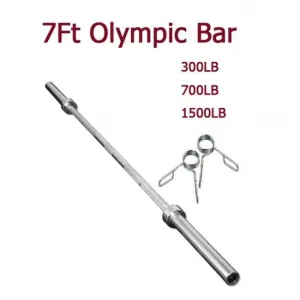 7ft Olympic Barbell (214cms) 300lbs rating, with collars