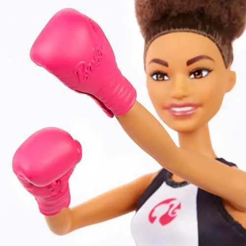 Barbie Boxer Doll, Brunette Wearing Pink Boxing Gloves