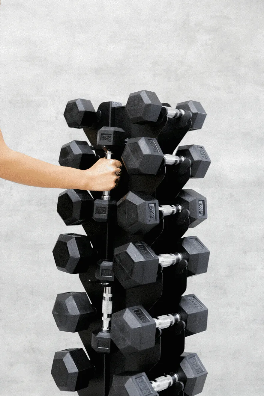 Body Iron Commercial Vertical Hex Dumbbell Rack 10 Pairs