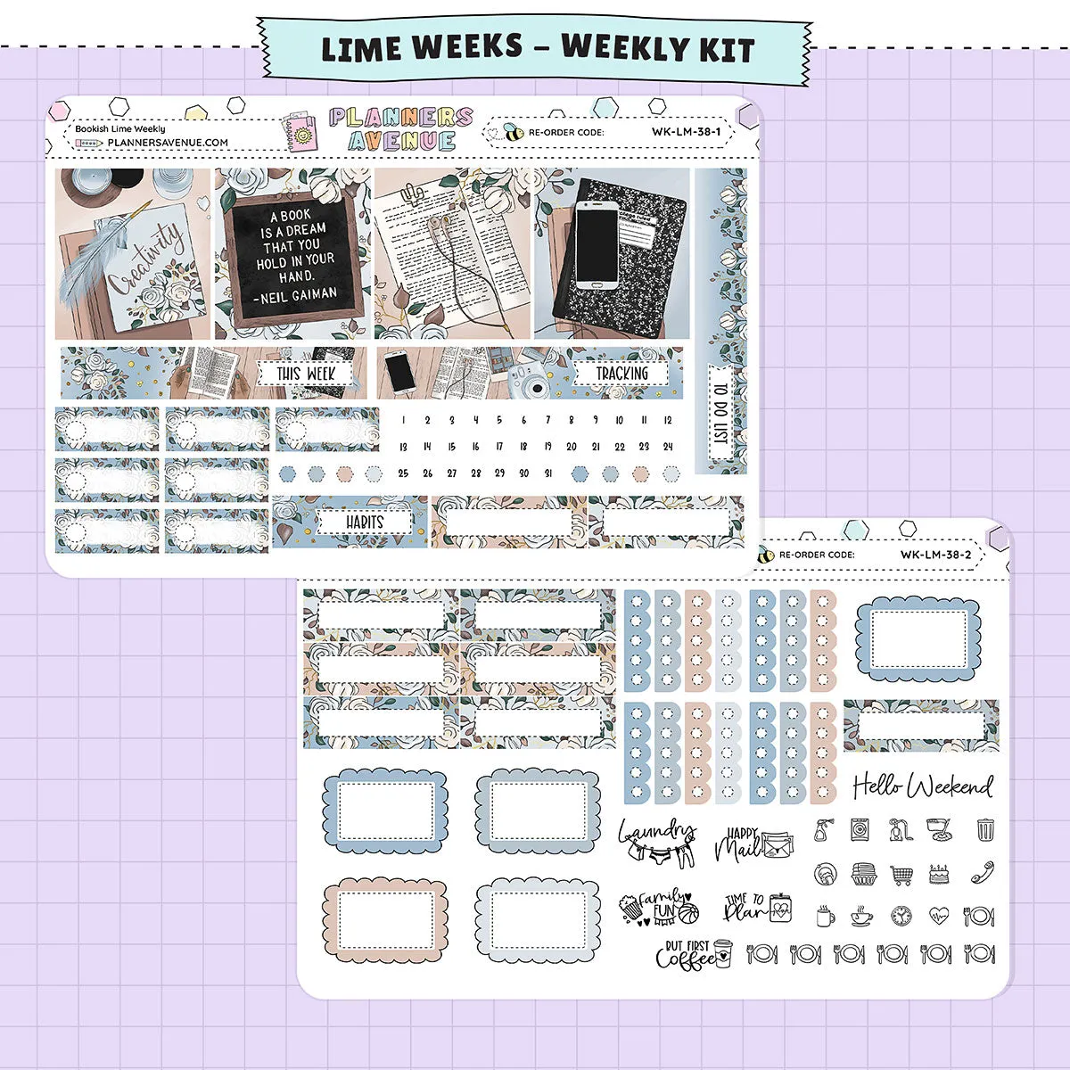 Weekly Planner Sticker Kit with Silver Foil for Book Lovers