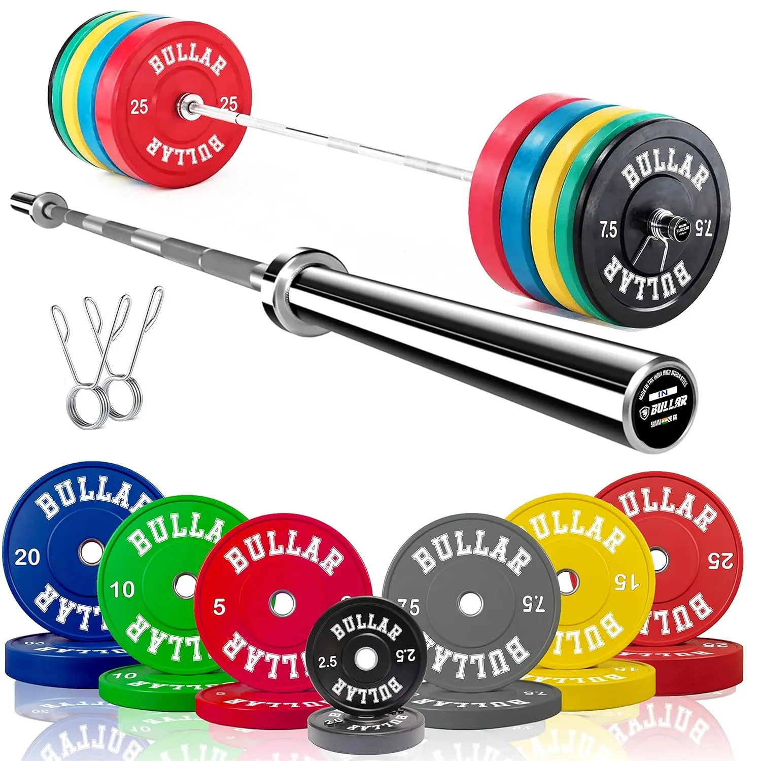 Bumper plates with olympic barbell (20 KG SET(10KGX2))