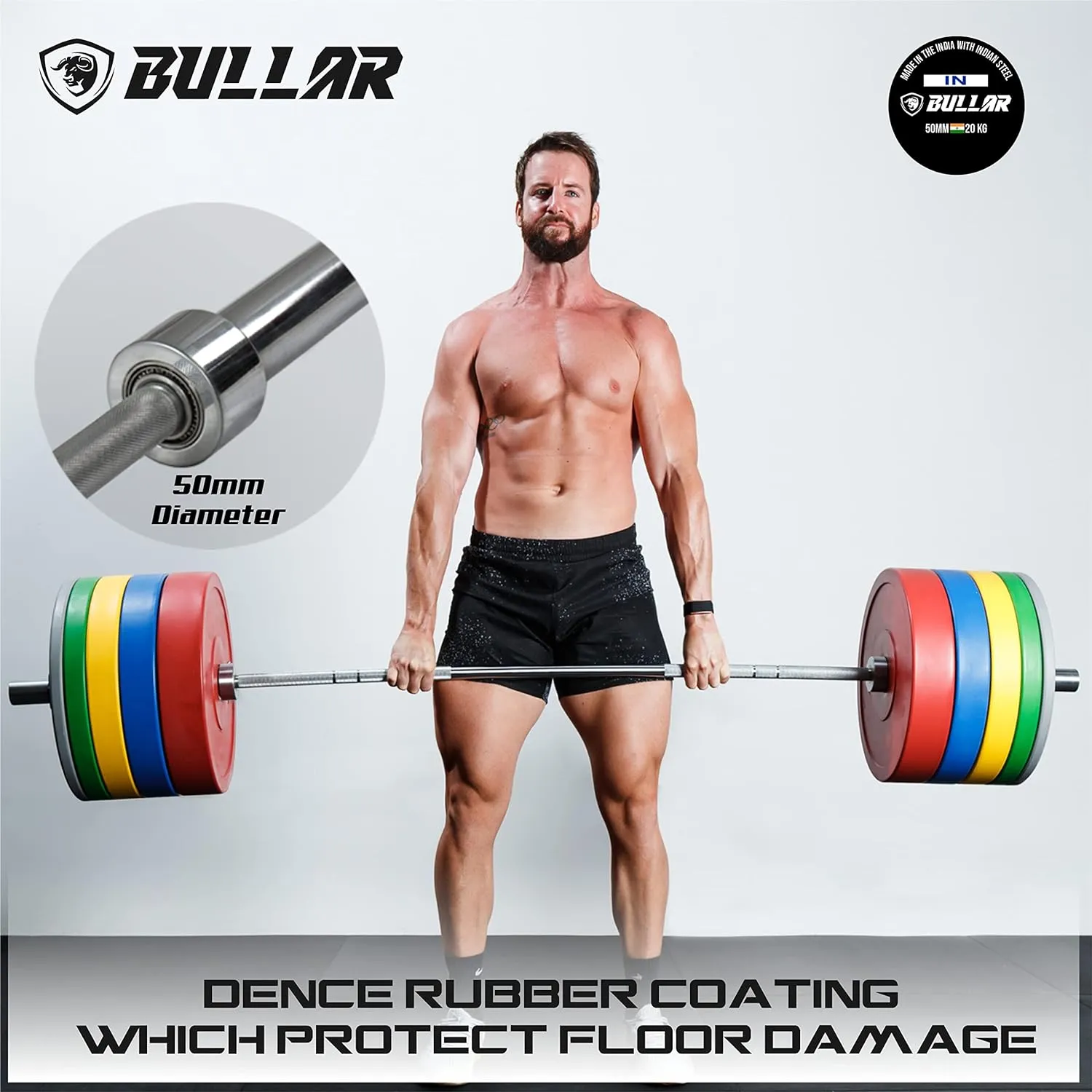 Bumper plates with olympic barbell (20 KG SET(10KGX2))