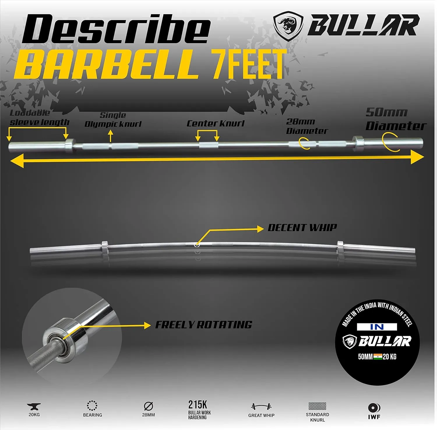 Bumper plates with olympic barbell (20 KG SET(10KGX2))