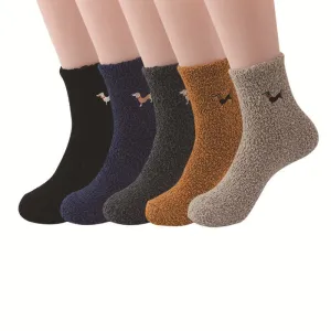 Coral Velvet Sausage Dog Medium Tube Thickened Socks