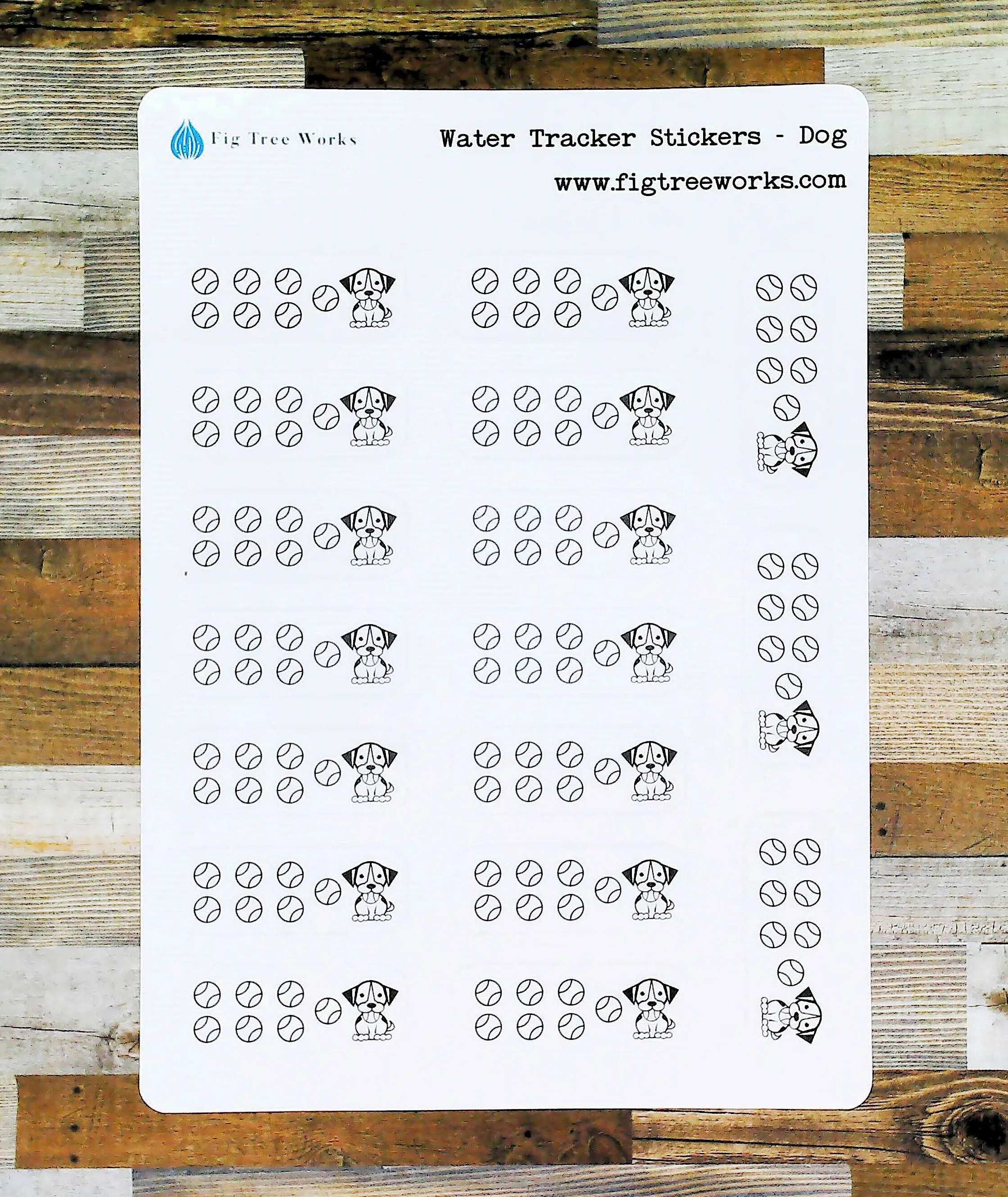 Daily Water Tracker Stickers Dog Design