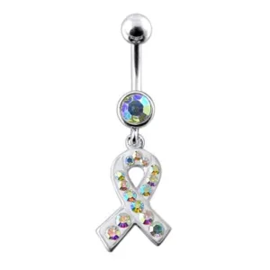 Fancy Cross Logo Dangling Belly Ring
