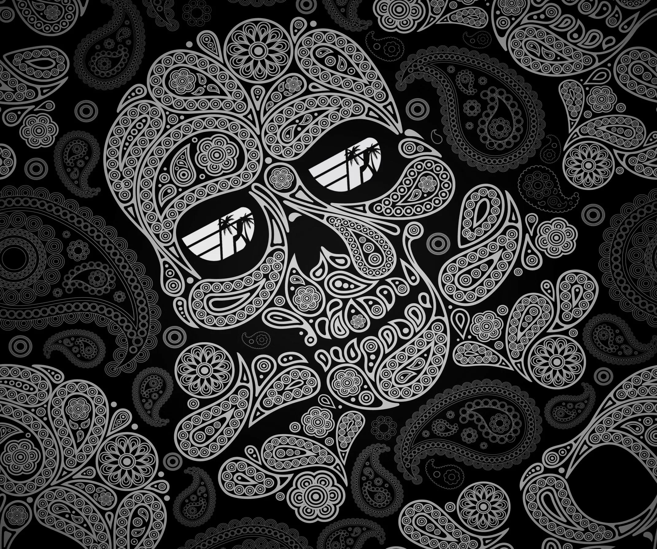 FD Paisley Skull Print High Waisted Leggings