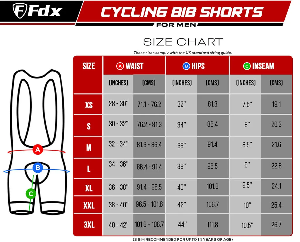 Fdx All Day Black Men's Gel Padded Summer Cycling Cargo Bib Shorts
