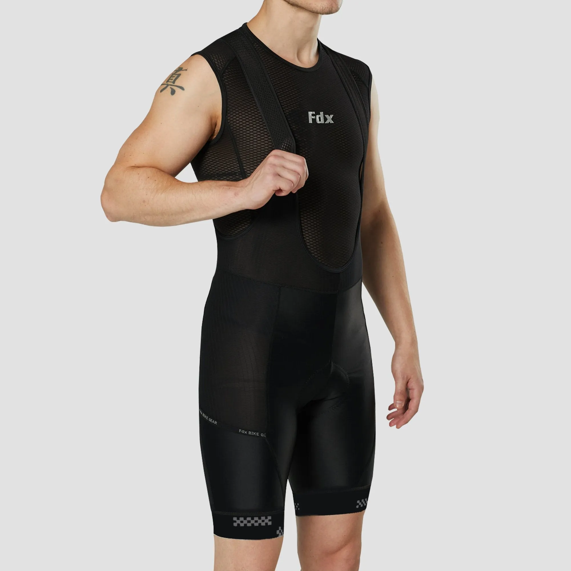 Fdx All Day Black Men's Gel Padded Summer Cycling Cargo Bib Shorts