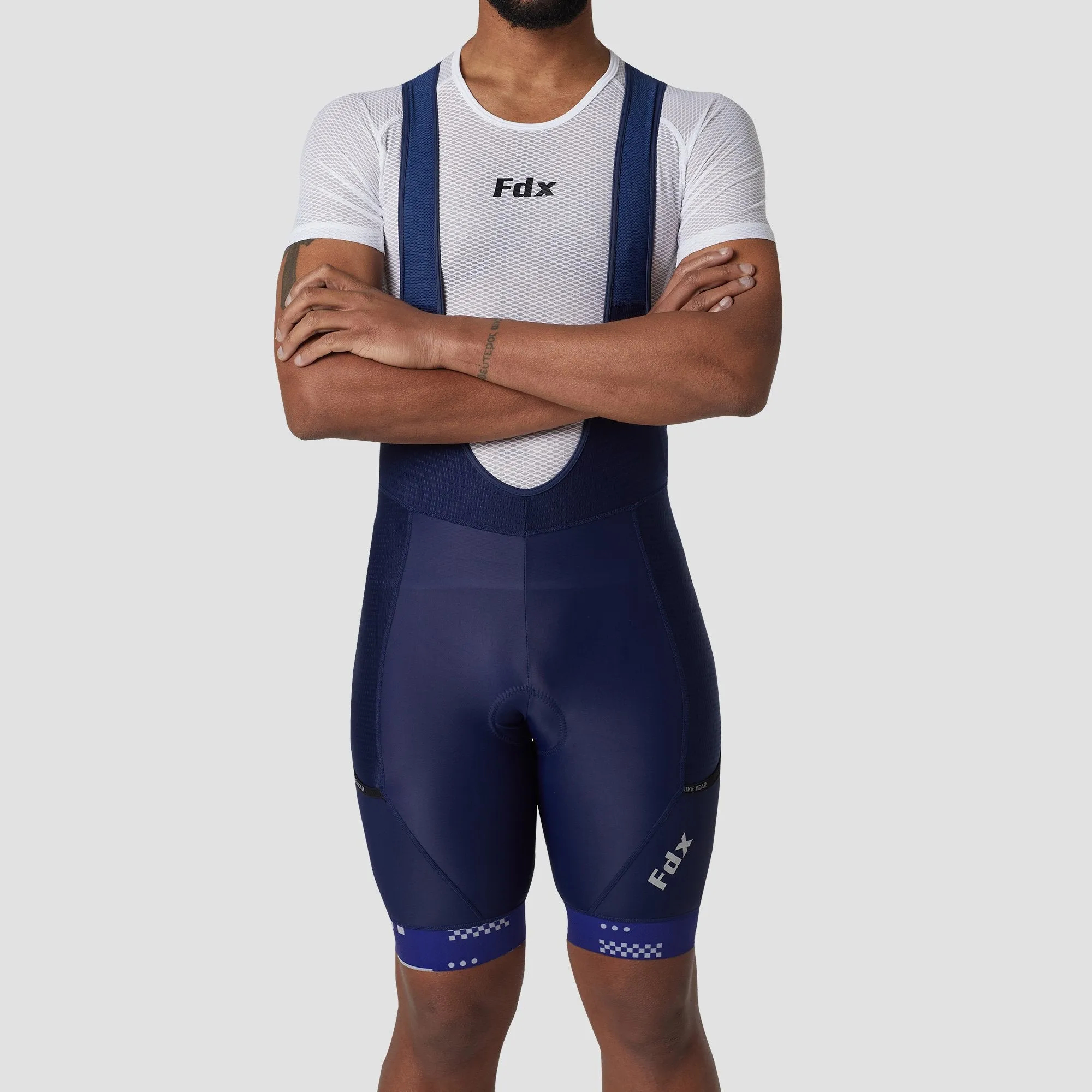 Fdx All Day Navy Blue Men's Gel Padded Summer Cycling Cargo Bib Shorts