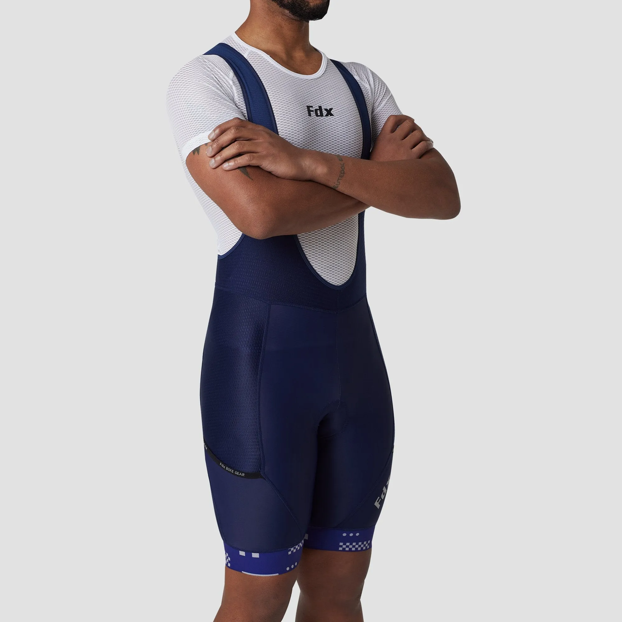 Fdx All Day Navy Blue Men's Gel Padded Summer Cycling Cargo Bib Shorts