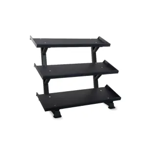 Inflight Fitness 3-Tier Tray Style  Dumbbell Rack With 10 Pair Rubber Hexagon Dumbbell Set | 54 Inches