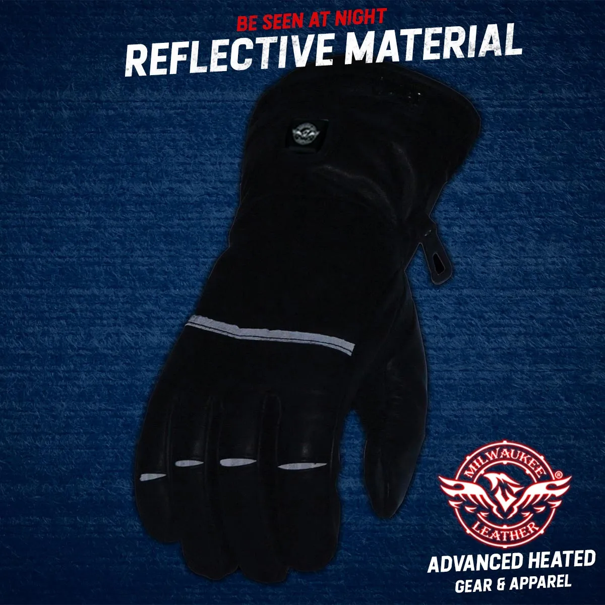 Milwaukee Leather MG7513 Men's Black Heated Gauntlet Waterproof Winter Gloves with i-Touch