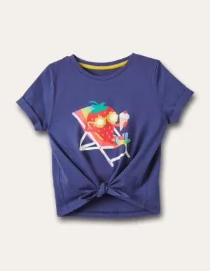 Navy Strawberry Detail Graphic T-shirt-Starboard Blue Strawberry