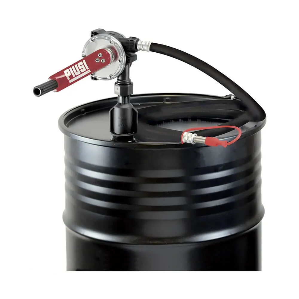 PIUSI DN50 Hand Pump - Male BSP Thread, suction pipe, 3m delivery hose, stainless steel spout, 38L per 100 revolutions