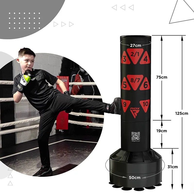 RDX Kt Ronin 4ft 2-In-1 Kids Free Standing Punch Bag With Gloves For Training & Workout Set