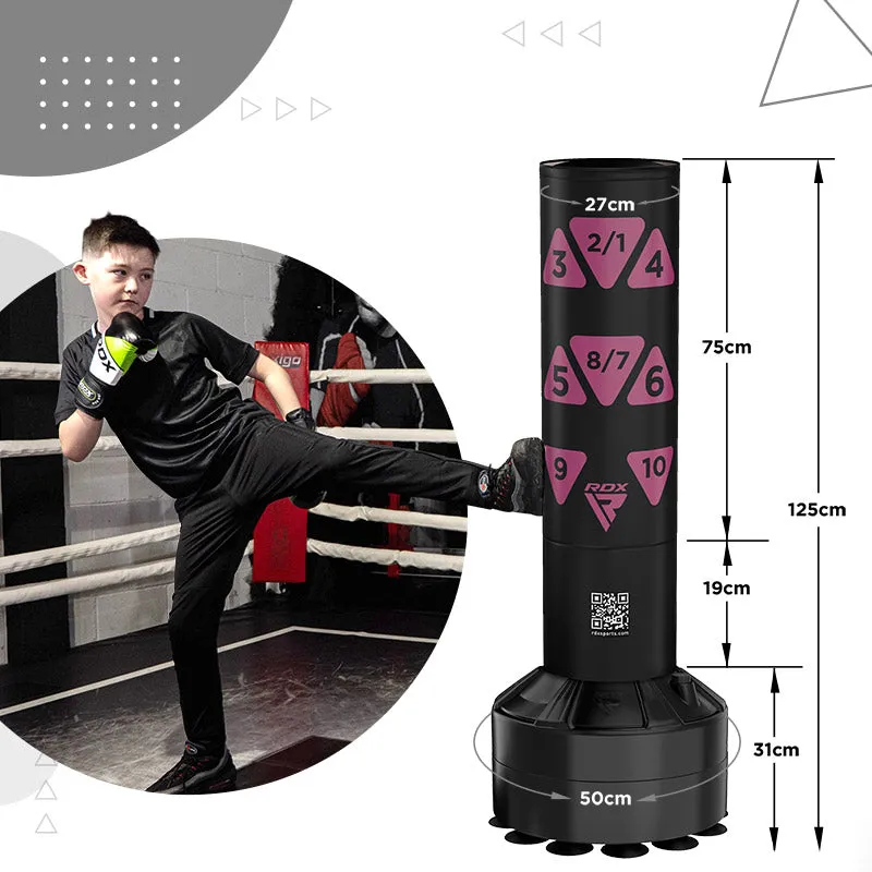 RDX Kt Ronin 4ft 2-In-1 Kids Free Standing Punch Bag With Gloves For Training & Workout Set