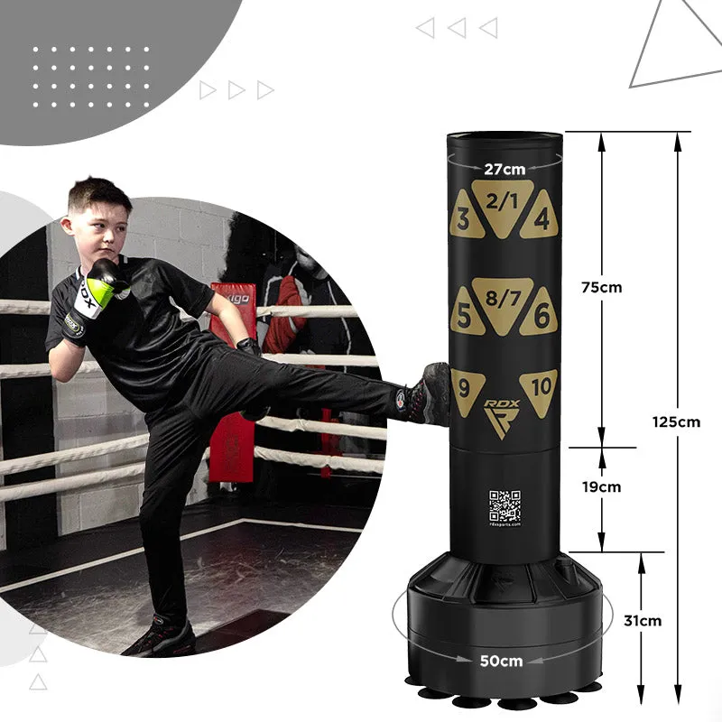 RDX Kt Ronin 4ft 2-In-1 Kids Free Standing Punch Bag With Gloves For Training & Workout Set