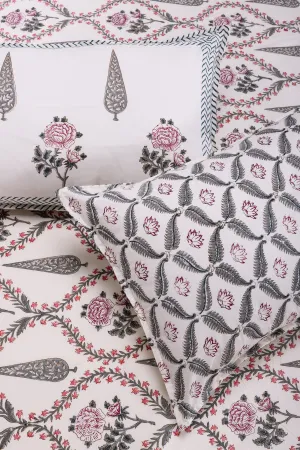 Rimsha Phool White Cotton Percale Bedsheet
