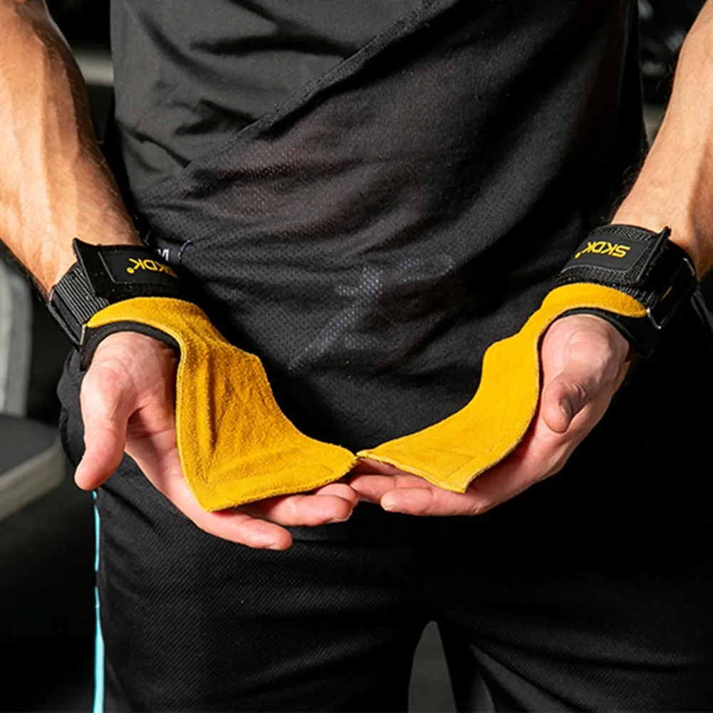 SKDK Leather Weight Lifting Gloves Women Men Training Workout Body Building Grip