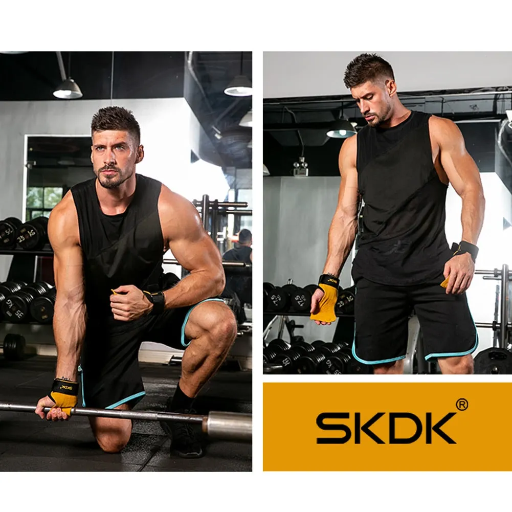 SKDK Leather Weight Lifting Gloves Women Men Training Workout Body Building Grip