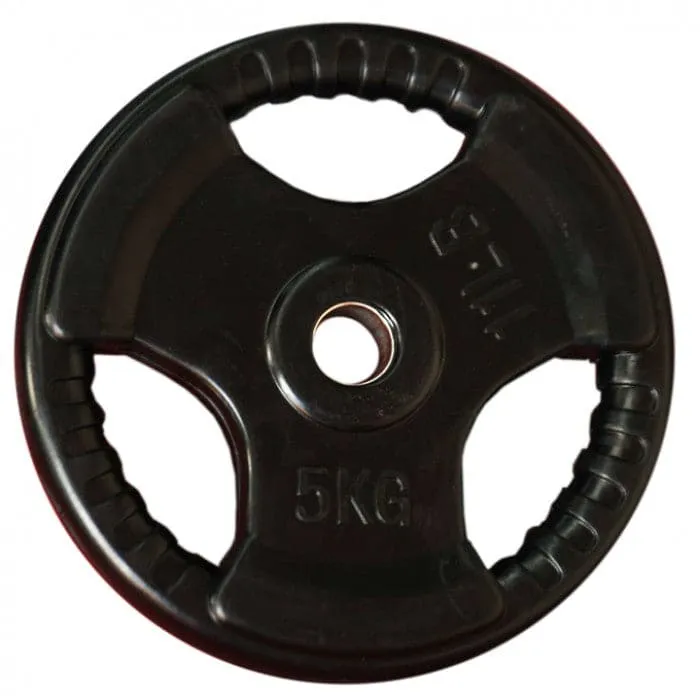 Standard Rubber Coated Tri-Grip Weight Plates (28mm bars), $5.95/kg