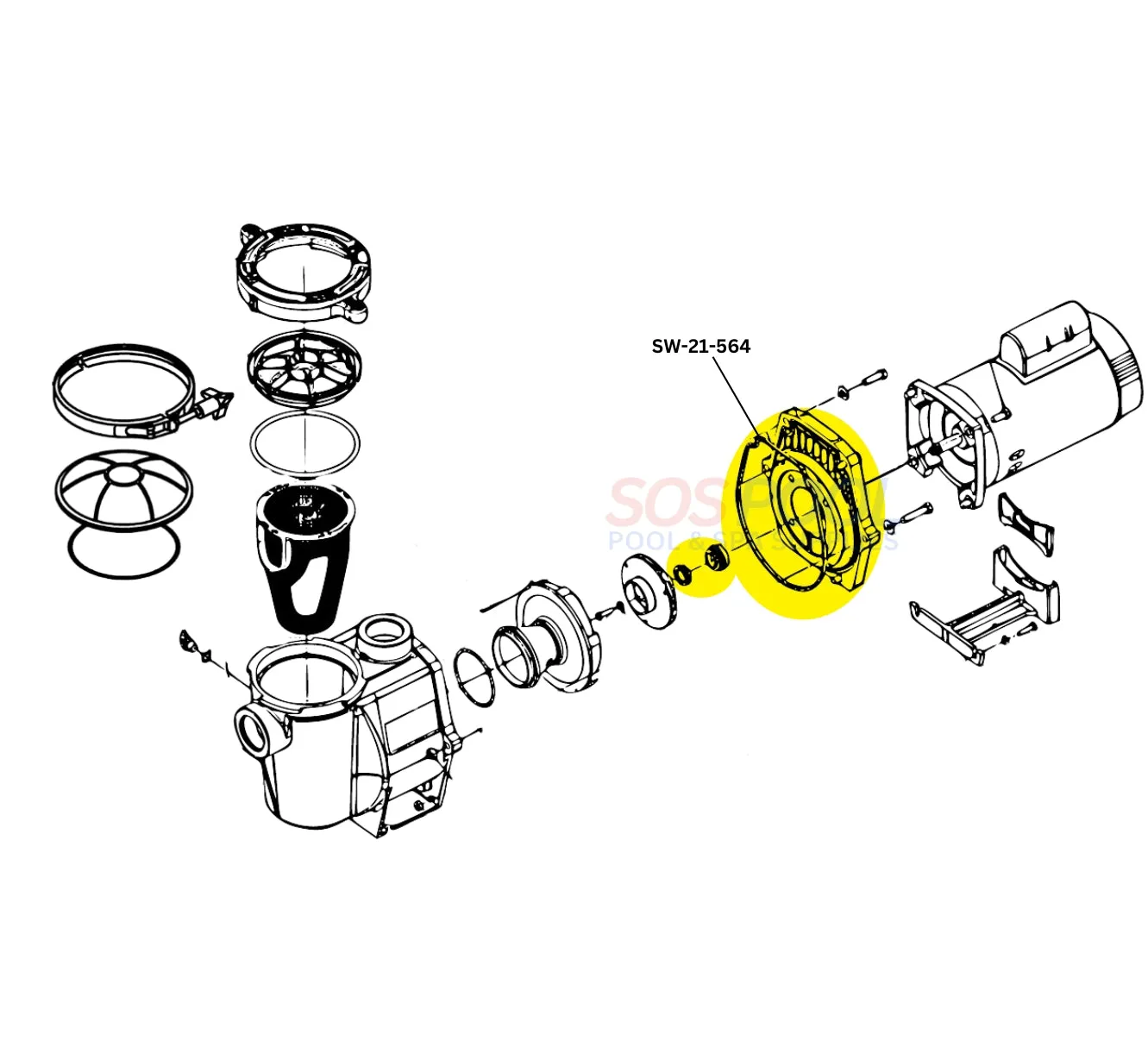 Swimables Seal Plate With Gasket and Shaft Seal For Whisperflo and Intelliflo Pumps | SW-21-564