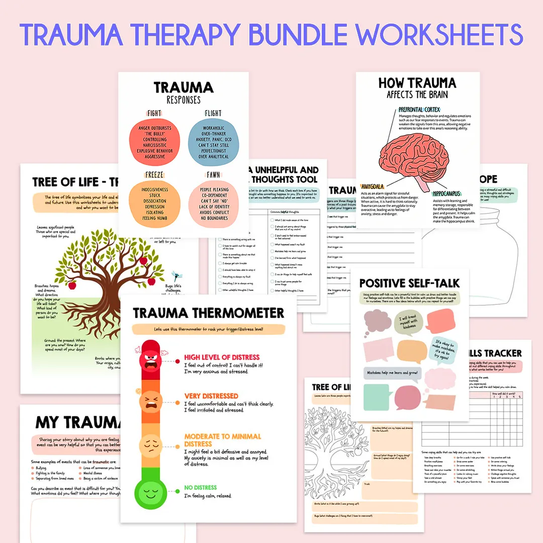 The Ultimate Trauma Bundle | Worksheets - Flash Cards - Posters