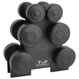 TnP Accessories 12kg Vinyl Dumbbell Set With Rack (1kg 2kg 3kg Pairs)