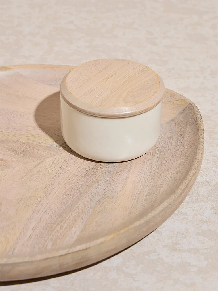 Westside Home Beige Wooden Leaf Design Chip and Dip